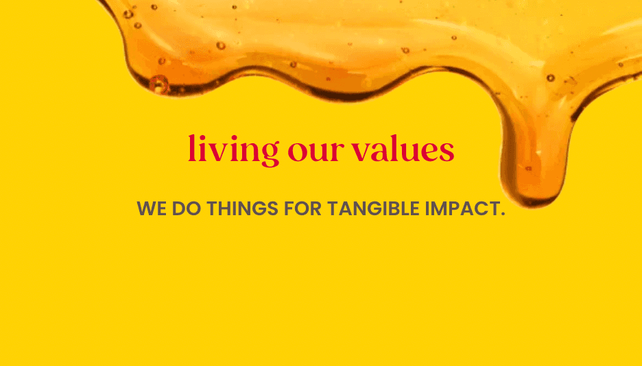 living our values. we do things for tangible impact
